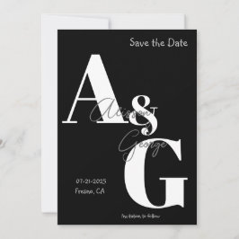 Save The Date Initiales modernes Photo noir blanc