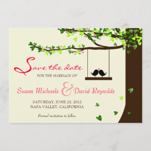 Save The Date Inséparables en chute de coeur Chêne Arbre Enregis