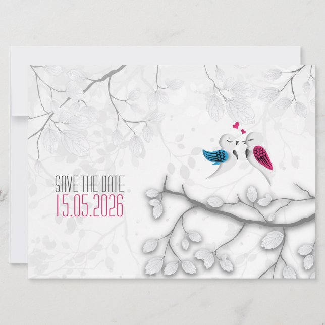 Save The Date Inséparables sur le blanc magique - Mariage Enregi (Devant)