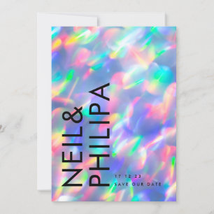 Save The Date Iridescente Ultra Modern Bold Noms non photo