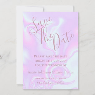 Save The Date Iridescente unicorne peau fausse texture holograph