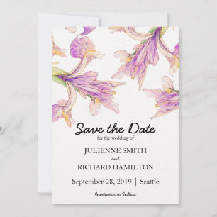 Save The Date Iris Floral Modern Botanical Wedding Enregistrer l