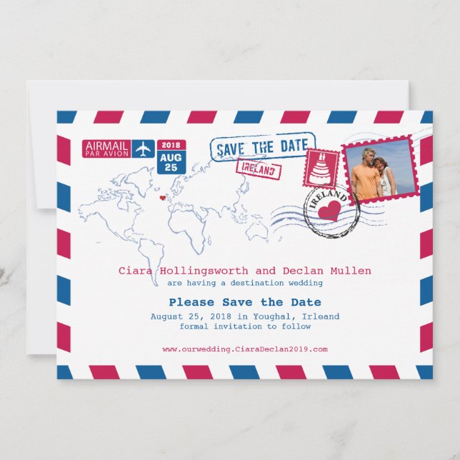 Save The Date Irleand Airmail | Enregistrer la date (Devant)