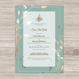 Save The Date Islamic Wedding | Sage Green & Gold