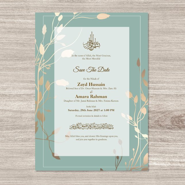 Save The Date Islamic Wedding | Sage Green & Gold (Créateur téléchargé)