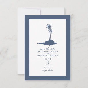 Save The Date Island Beach Wedding Enregistrer La Date - Bleu No