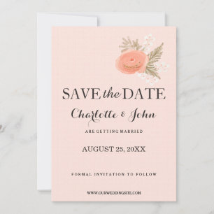 Save The Date ivoire blush or floral enregistrer les dates