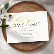 Ivoire | Élégant Mariage Floral Or Enregistrer La 