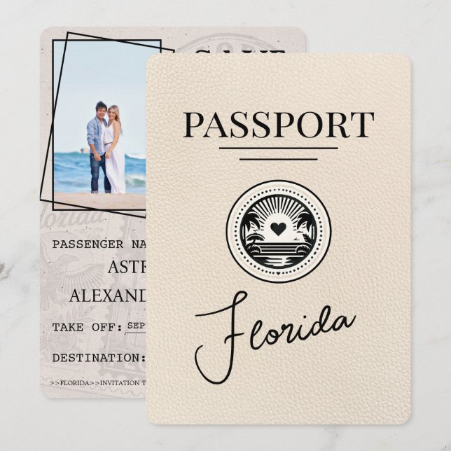 Save The Date Ivory Florida Passeport Enregistrer La Date (Devant / Derrière)