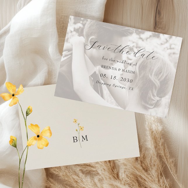 Save The Date Ivory Minimalist Photo Wedding (Créateur téléchargé)