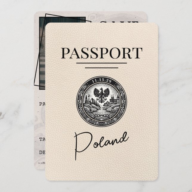 Save The Date Ivory Pologne Passeport Enregistrer La Date (Devant / Derrière)