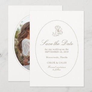 Save The Date Ivory & Sand   Écriture de mariage chic couple