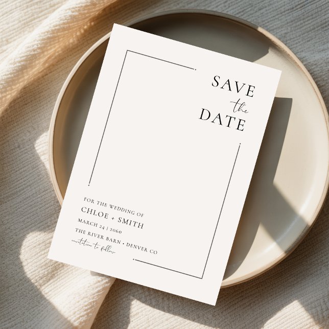 Save The Date Ivory Unique Budget Mariage Fiançailles Pas de pho (Créateur téléchargé)