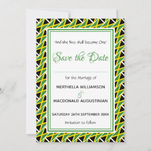 Save The Date JAMAICA DRAPEAU Customisé Écriture jamaïcaine élég