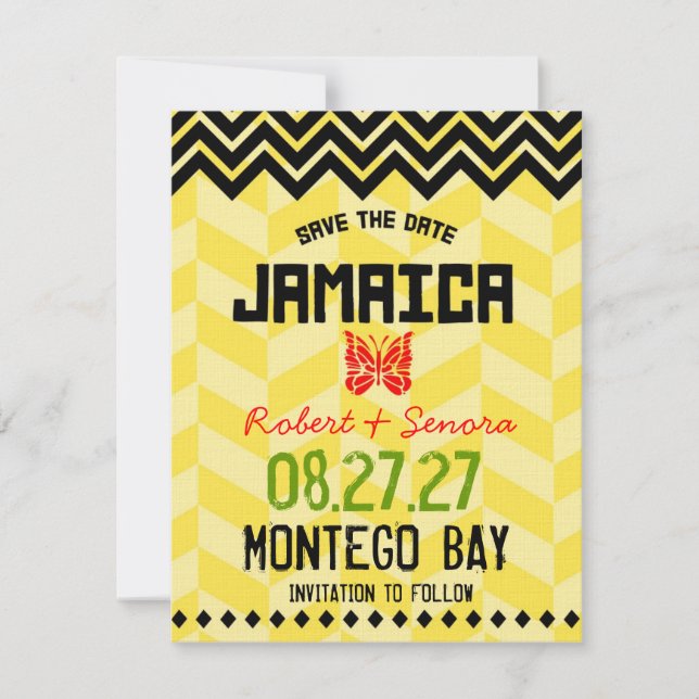 Save The Date JAMAICA Enregistrer la date Linge papier (Devant)