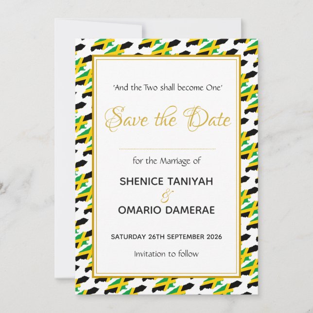 Save The Date JAMAÏQUE Mariage Célébration de la coutume chrétie (Devant)