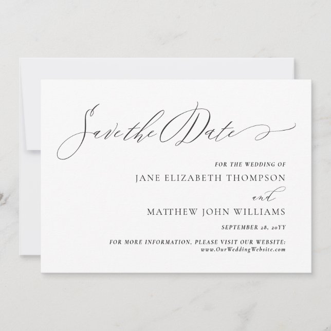 Save The Date Jane Elegant Script Enregistrer le Mariage de date (Devant)