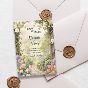 Save The Date Jardin Anglais Aquarelle Floral Arbor Mariage  