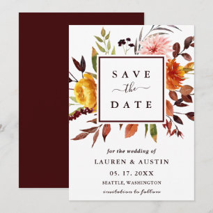 Save The Date Jardin d'automne Aquarelle Mariage floral