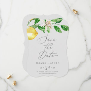 Save The Date Jardin de citron moderne Mariage gris