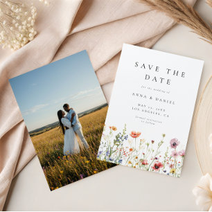 Save The Date Jardin de fleurs sauvages à l'aquarelle Photo Mari
