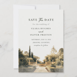 Save The Date Jardin de mariage italien en grès de Cypress Terra