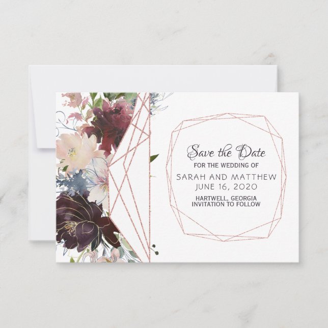 Save The Date Jardin de verre Mariage géométrique Enregistrer la (Devant)
