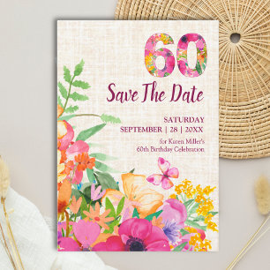 Save The Date Jardin Floral Elégant Lin 60e Anniversaire
