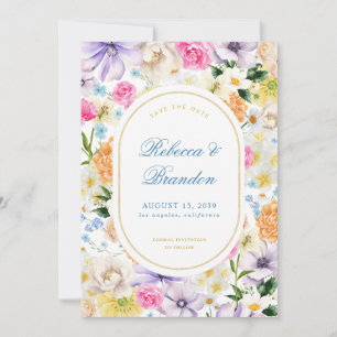 Save The Date Jardin floral lumineux aux aquarelles pour un mari