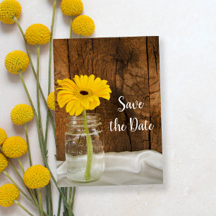 Save The Date Jaune Daisy Mason Jar Grange Mariage Enregistrer l