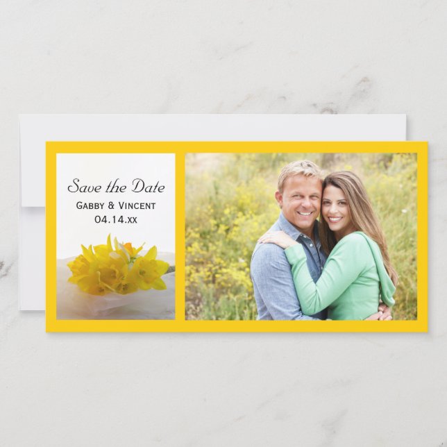 Save The Date Jaunes jonquilles sur mariage blanc Enregistrer la (Devant)