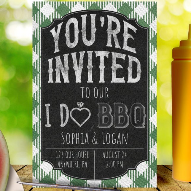 Save The Date Je fais BBQ Green Bridal & Wedding shower Invitati (Créateur téléchargé)