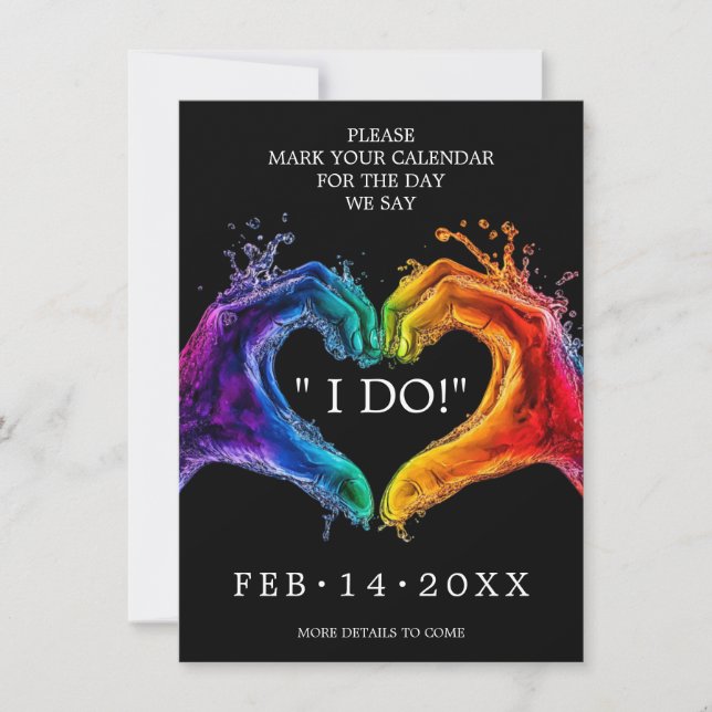 Save The Date 🌈 ❤️ JE FAIS LGBTQ Coeur de fierté mariage (Devant)