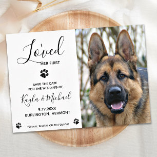 Save The Date Je l'aimais en premier - Mariage de chien élégant 