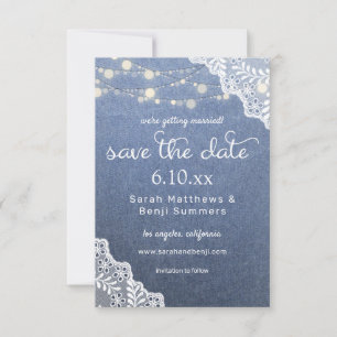Save The Date Jean Lace & String Lights