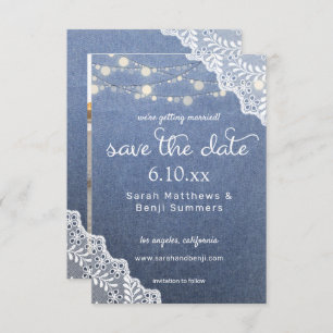 Save The Date Jean Lace & String Lights Enregistrer La Date V2 P