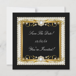 Save the Date Jede Anlässe Diamond Trim Gold Magneteinladung