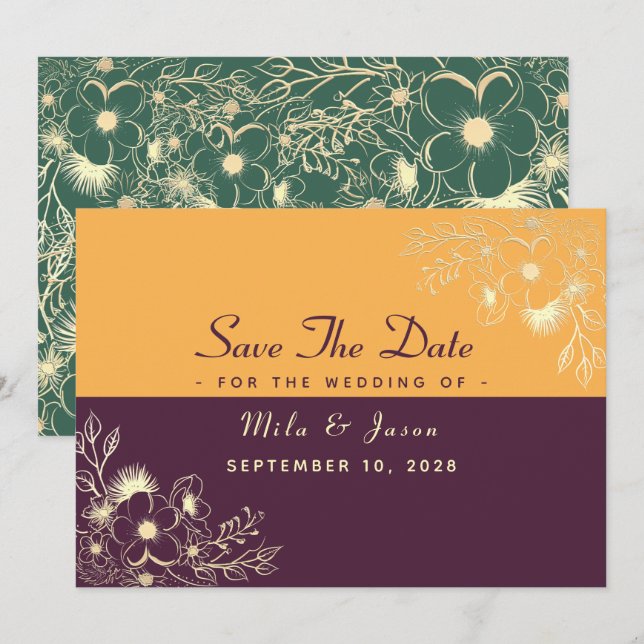 Save The Date Jeton de mariage tons de bijoux (Devant / Derrière)