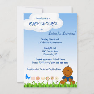 Save The Date Joli Africain Américain bébé garçon douche Invitat