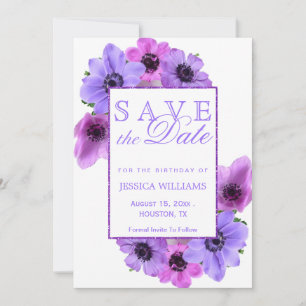 Save The Date Joli Anemones Floral Anniversaire Enregistrer La D