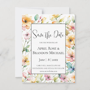 Save The Date Joli Boho Orange rose Aquarelle Fleurs sauvages