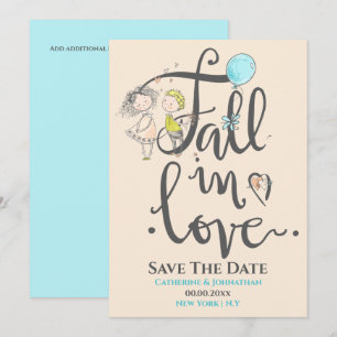 Save The Date Joli couple amoureux dessinant une typographie d'a