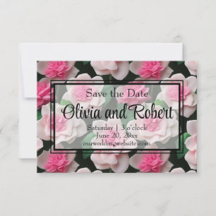 Save The Date Joli motif fleuri rose boho