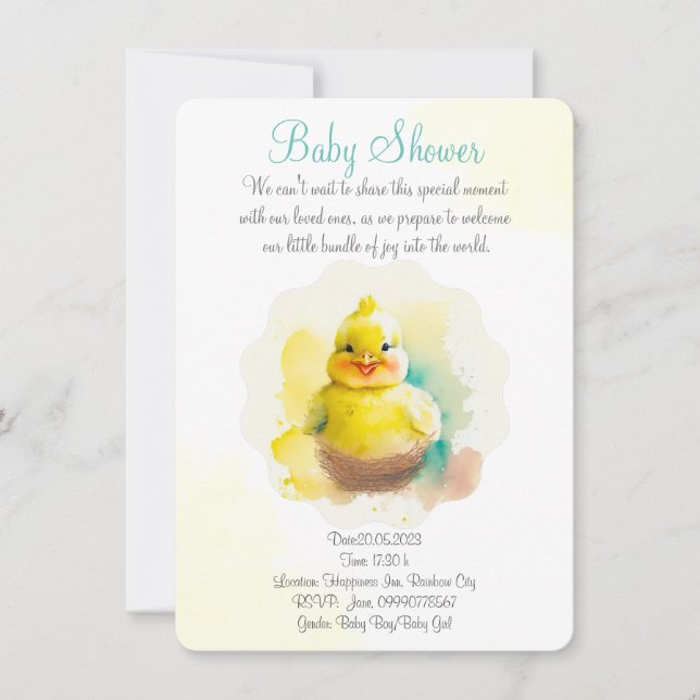 Save The Date Joli poulet bébé souriant (Devant)