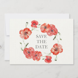 Save The Date Joli Red Poppies floral enregistrer les dates