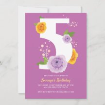 Jolie aquarelle Florals Enfants 5e fête d'annivers