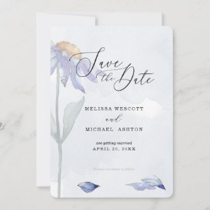 Save The Date Jolie aquarelle violet bleu marguerite Mariage