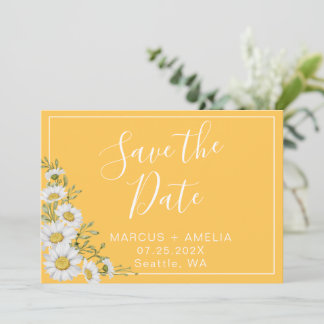 Save The Date Jolie jonquille Marguerite Jaune & Blanc