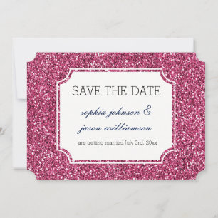 Save The Date Jolie Parties scintillant rose enregistrer la date
