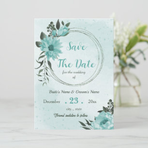 Save The Date jolie végétation fleurie bleue